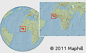 Savanna Style Location Map of Guinea, within the entire continent, hill shading