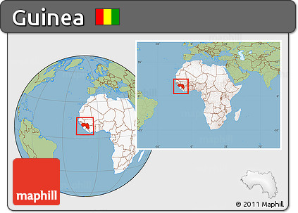 Savanna Style Location Map of Guinea, highlighted continent, within the entire continent