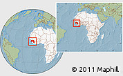 Savanna Style Location Map of Guinea, highlighted continent, within the entire continent, hill shading
