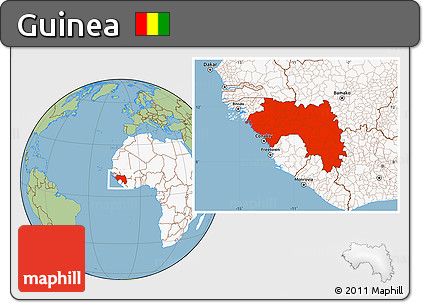 Savanna Style Location Map of Guinea, highlighted continent