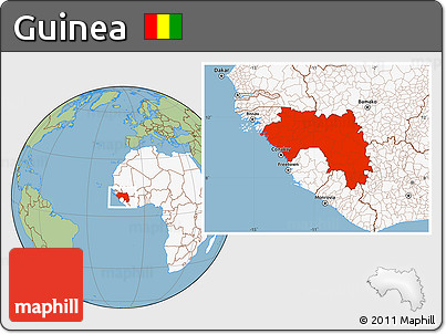 Savanna Style Location Map of Guinea, highlighted continent