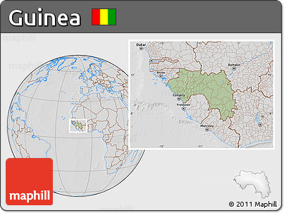 Savanna Style Location Map of Guinea, lighten, desaturated, hill shading