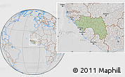 Savanna Style Location Map of Guinea, lighten, desaturated, hill shading