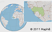 Savanna Style Location Map of Guinea, lighten, desaturated, land only