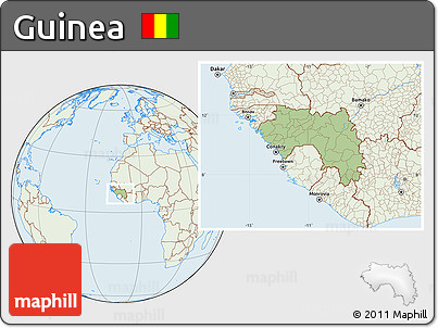 Savanna Style Location Map of Guinea, lighten