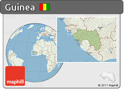 Savanna Style Location Map of Guinea, lighten, land only