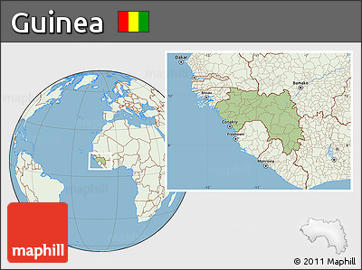 Savanna Style Location Map of Guinea, lighten, land only