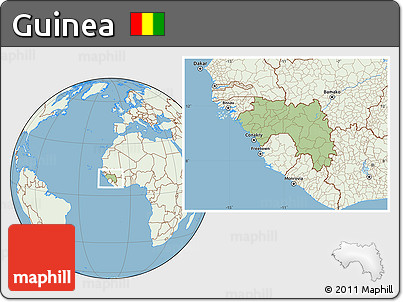 Savanna Style Location Map of Guinea, lighten, land only