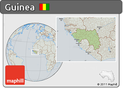 Savanna Style Location Map of Guinea, lighten, semi-desaturated