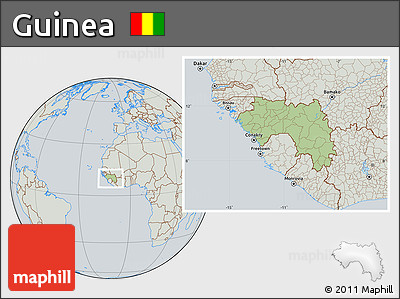 Savanna Style Location Map of Guinea, lighten, semi-desaturated