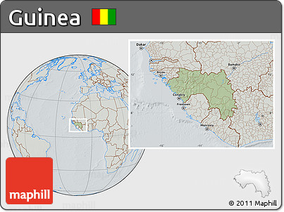 Savanna Style Location Map of Guinea, lighten, semi-desaturated, hill shading