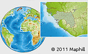 Savanna Style Location Map of Guinea, physical outside, hill shading