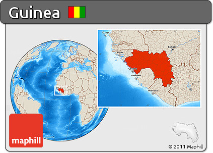 Shaded Relief Location Map of Guinea