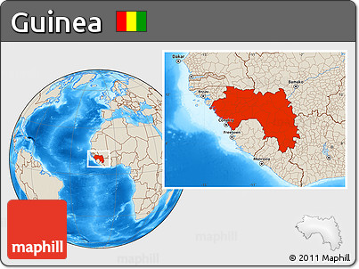 Shaded Relief Location Map of Guinea