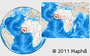 Shaded Relief Location Map of Guinea, highlighted continent, within the entire continent