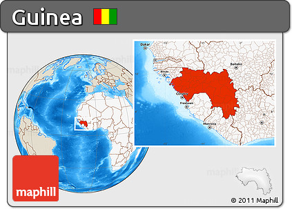 Shaded Relief Location Map of Guinea, highlighted continent