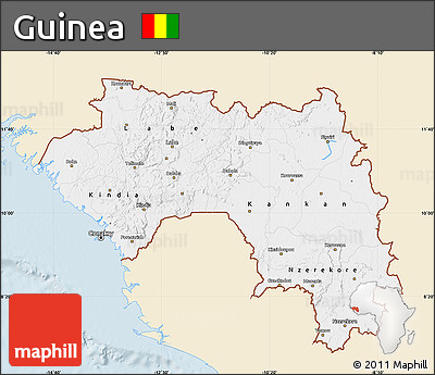 Classic Style Map of Guinea, single color outside