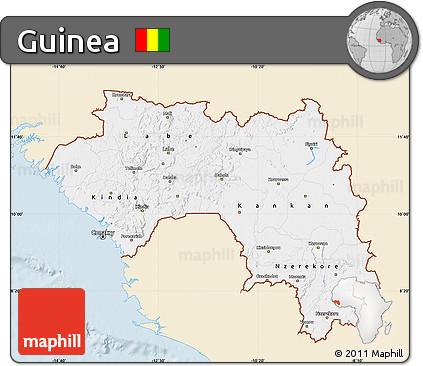 Classic Style Map of Guinea, single color outside