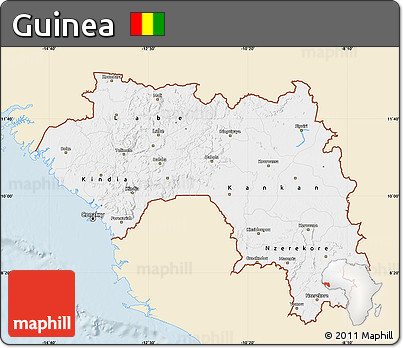 Classic Style Map of Guinea, single color outside