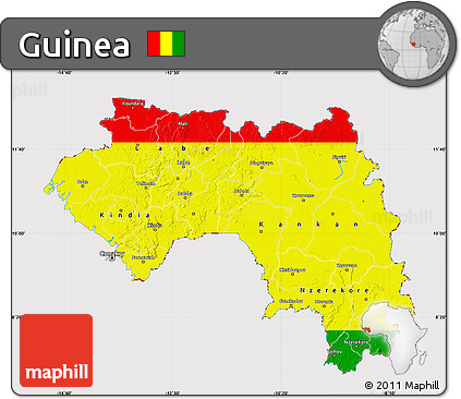 Flag Map of Guinea, flag aligned to the middle