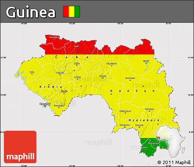 Flag Map of Guinea, flag aligned to the middle