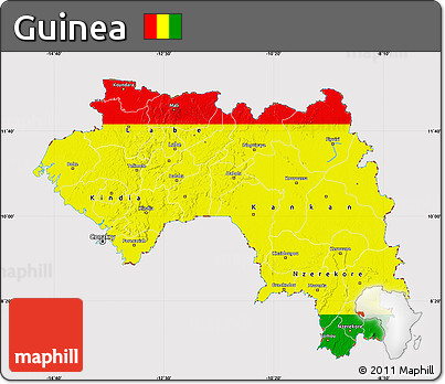 Flag Map of Guinea, flag aligned to the middle