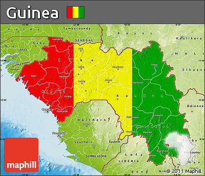 Flag Map of Guinea, physical outside