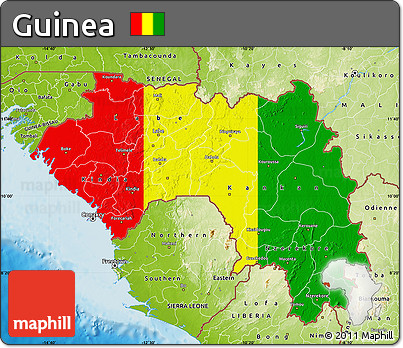 Flag Map of Guinea, physical outside