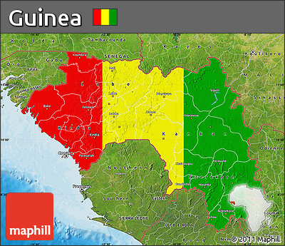 Flag Map of Guinea, satellite outside, bathymetry sea