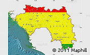 Flag Map of Guinea, single color outside, satellite sea, flag aligned to the middle