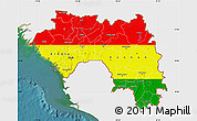 Flag Map of Guinea, single color outside, satellite sea, flag rotated