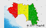 Flag Map of Guinea, single color outside, shaded relief sea