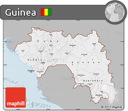 Gray Map of Guinea, single color outside