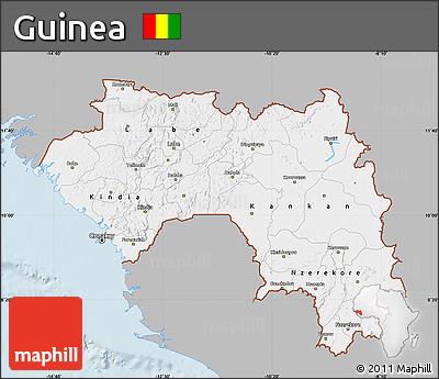 Gray Map of Guinea, single color outside
