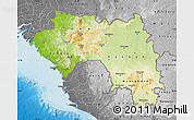 Physical Map of Guinea, desaturated, land only