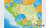 Physical Map of Guinea, political outside