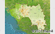 Physical Map of Guinea, satellite outside