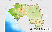 Physical Map of Guinea, single color outside, bathymetry sea