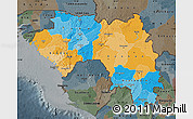 Political Map of Guinea, darken, semi-desaturated