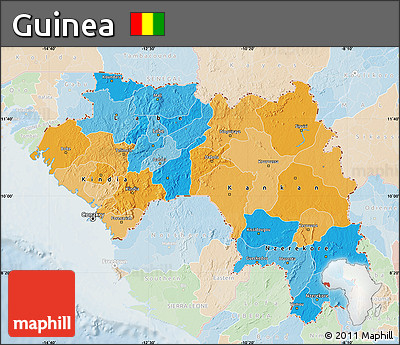 Political Map of Guinea, lighten