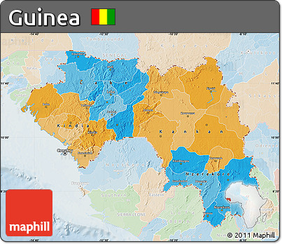 Political Map of Guinea, lighten