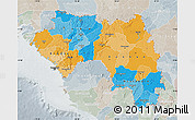 Political Map of Guinea, lighten, semi-desaturated