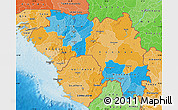 Political Map of Guinea, political shades outside
