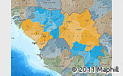 Political Map of Guinea, semi-desaturated, land only