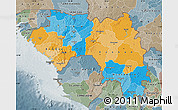 Political Map of Guinea, semi-desaturated