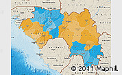 Political Map of Guinea, shaded relief outside, bathymetry sea