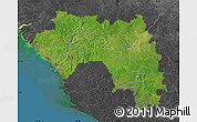 Satellite Map of Guinea, darken, desaturated, land only