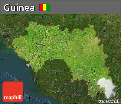 Satellite Map of Guinea, darken