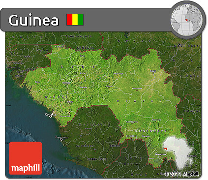 Satellite Map of Guinea, darken