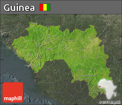 Satellite Map of Guinea, darken, semi-desaturated